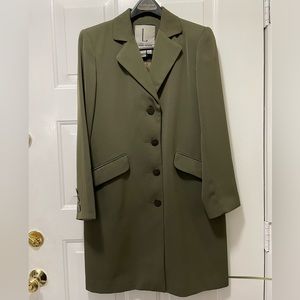 Vintage Fashion Olive Military lined button dress/jacket knee length 2 pockets S